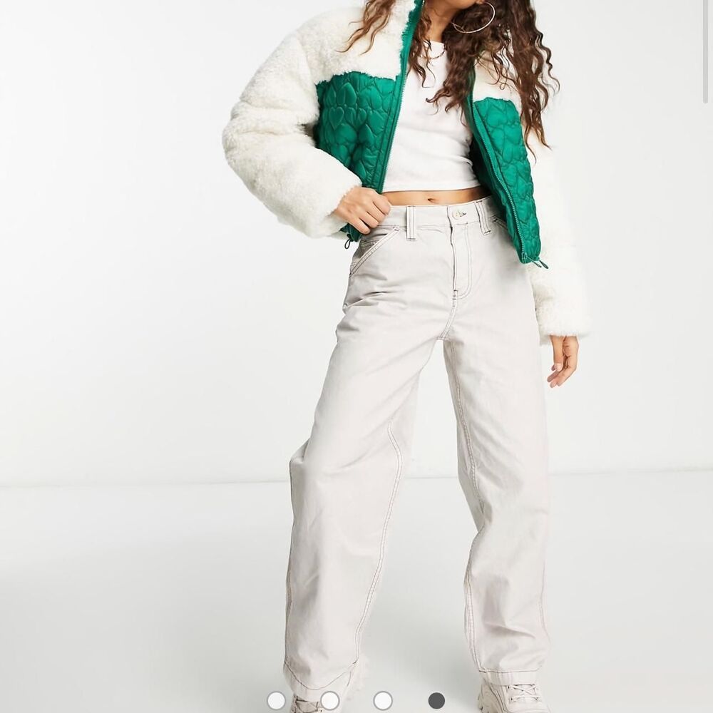 Asos Women's Cream and Green Coat
